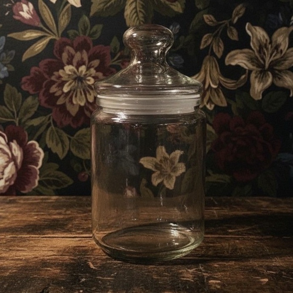 Vintage Princess House Heritage Sealed Jar Glass Floral Etched Canister
